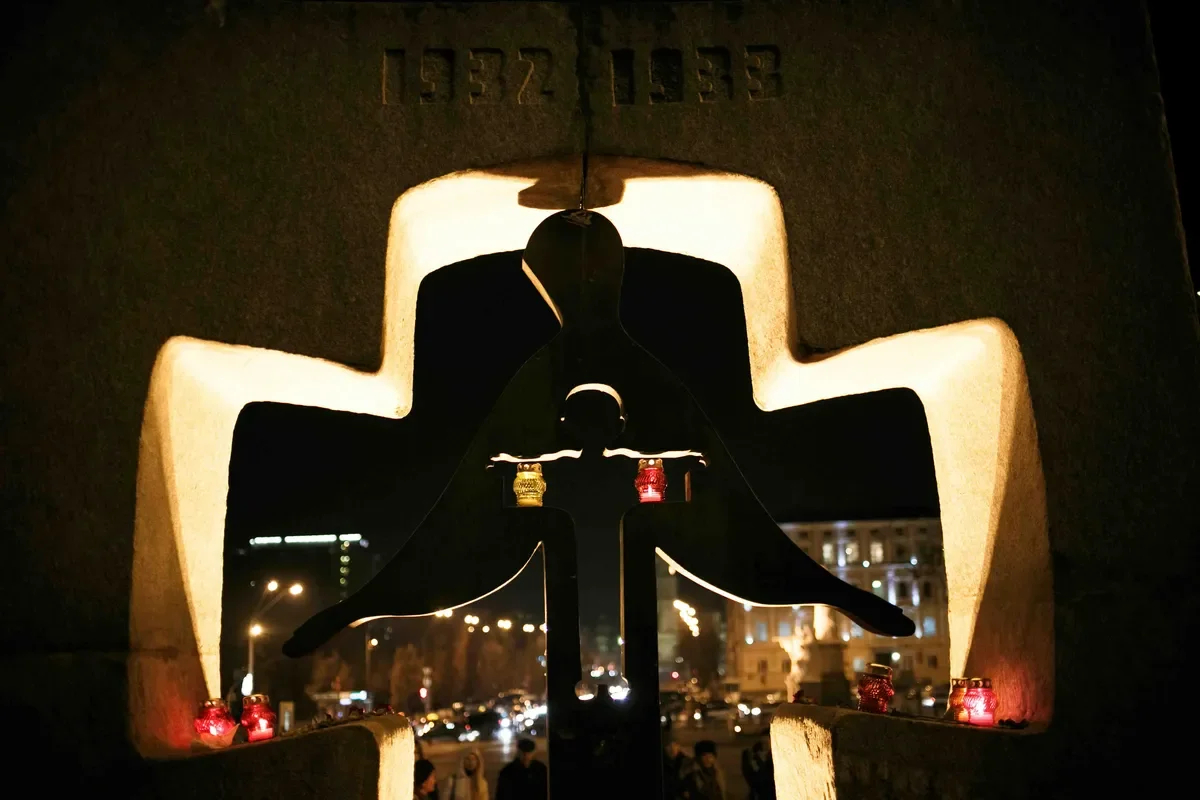 <em>A memorial to the victims of the Holodomor, Kyiv, Ukraine. Photo: Oleg Pereverzev / NurPhoto / Getty Images</em>