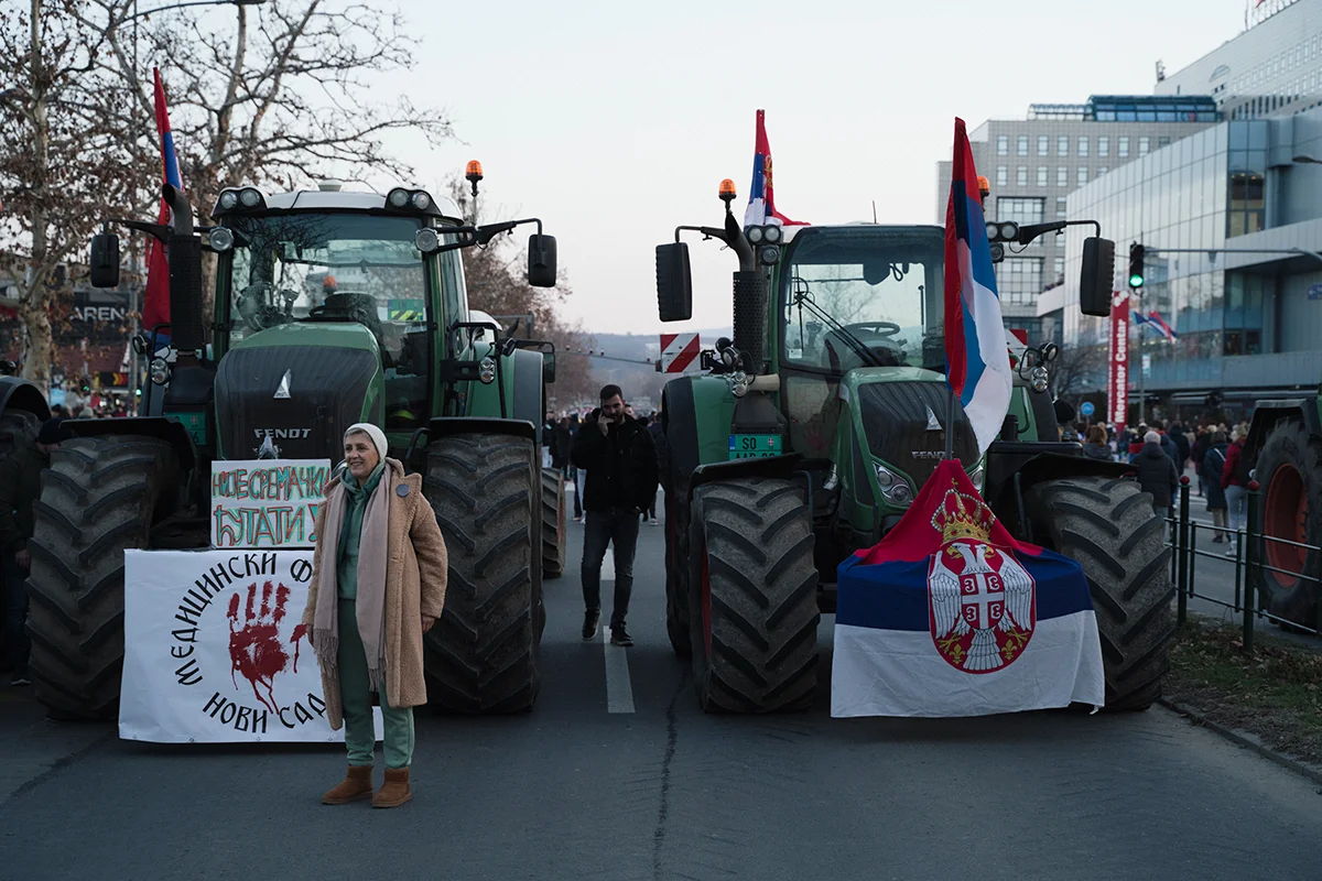 Акция протеста в Нови-Саде, Сербия, 1 февраля 2025 года. Фото: Evgenii Petukhov / «Новая Газета Европа»