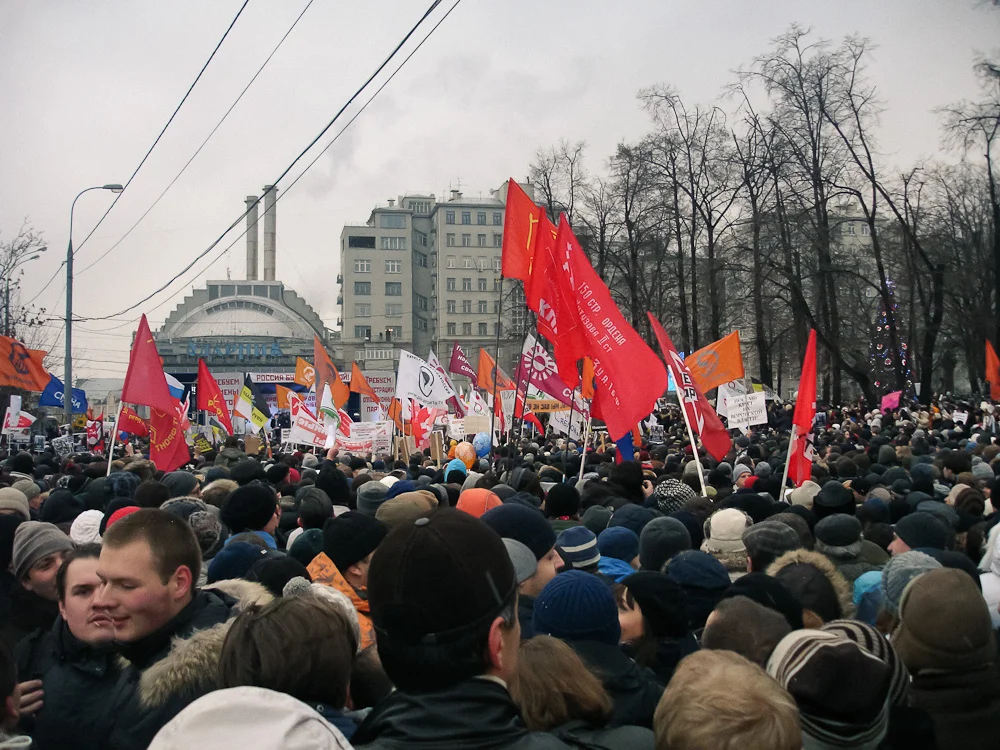 Rally in Bolotnaya Square in Moscow, 2011. Photo: <a href="https://commons.wikimedia.org/w/index.php?curid=17638146">Wikimedia Commons</a>, CC BY-SA 3.0