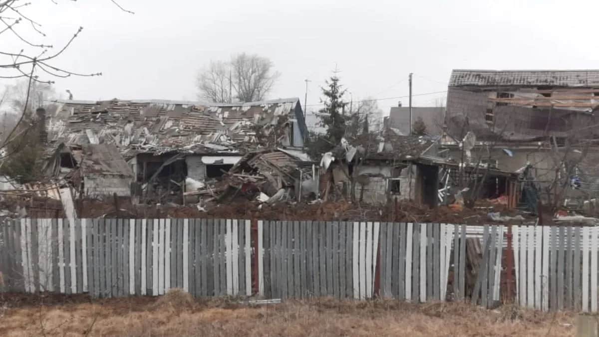The aftermath of shelling in Kireevsk, Russia’s Tula region. Photo: Telegram