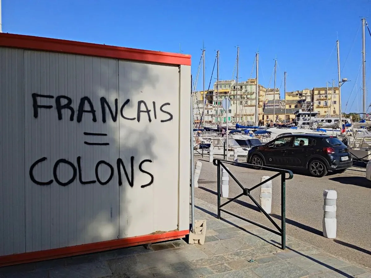 ‘The French are colonisers’, Bastia. Photo: Novaya Gazeta Europe