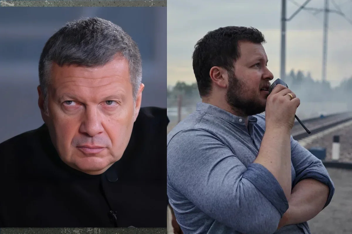 Vladimir Solovyov and his son Alexander. Photo: <a href="https://www.youtube.com/watch?v=zuxULDtw9iI">Belta</a> / YouTube / Kinopoisk