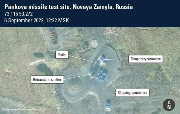 Satellite images captured of the Novaya Zemlya archipelago on 6 September. Photo: <a href="https://www.maxar.com/" rel="noopener noreferrer" title="https://www.maxar.com/">Maxar Technologies</a>