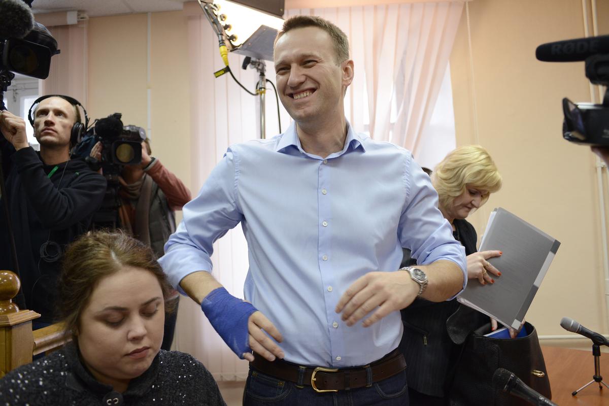 Navalny in court during his first trial, April 2013. Photo: EPA/VALENTINA SVISTUNOVA