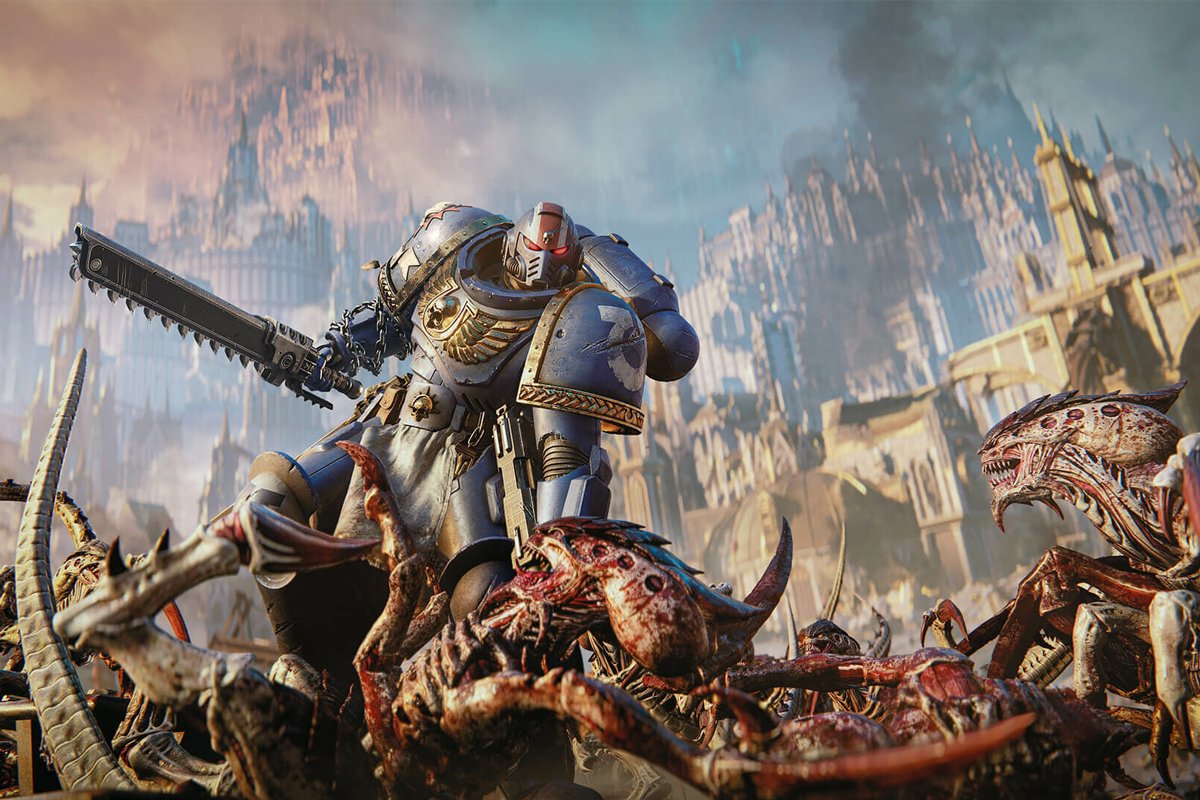 Space Marine 2 — самая успешная и популярная игра по Warhammer 40,000 в Steam: на пике в нее одновременно играли более 225 тысяч игроков. Кадр: Focus Entertainment