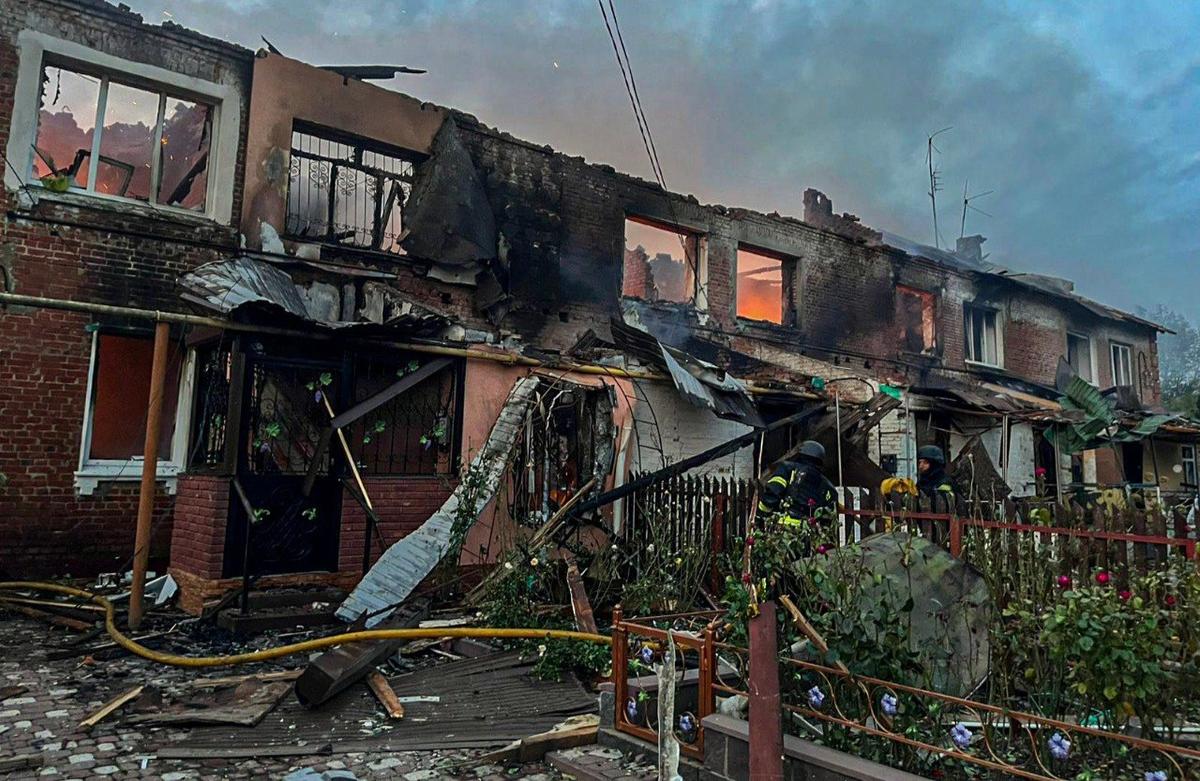 The aftermath of a drone attack in the Sumy region, Ukraine, 30 September 2025. Photo: Ukrainian emergency services