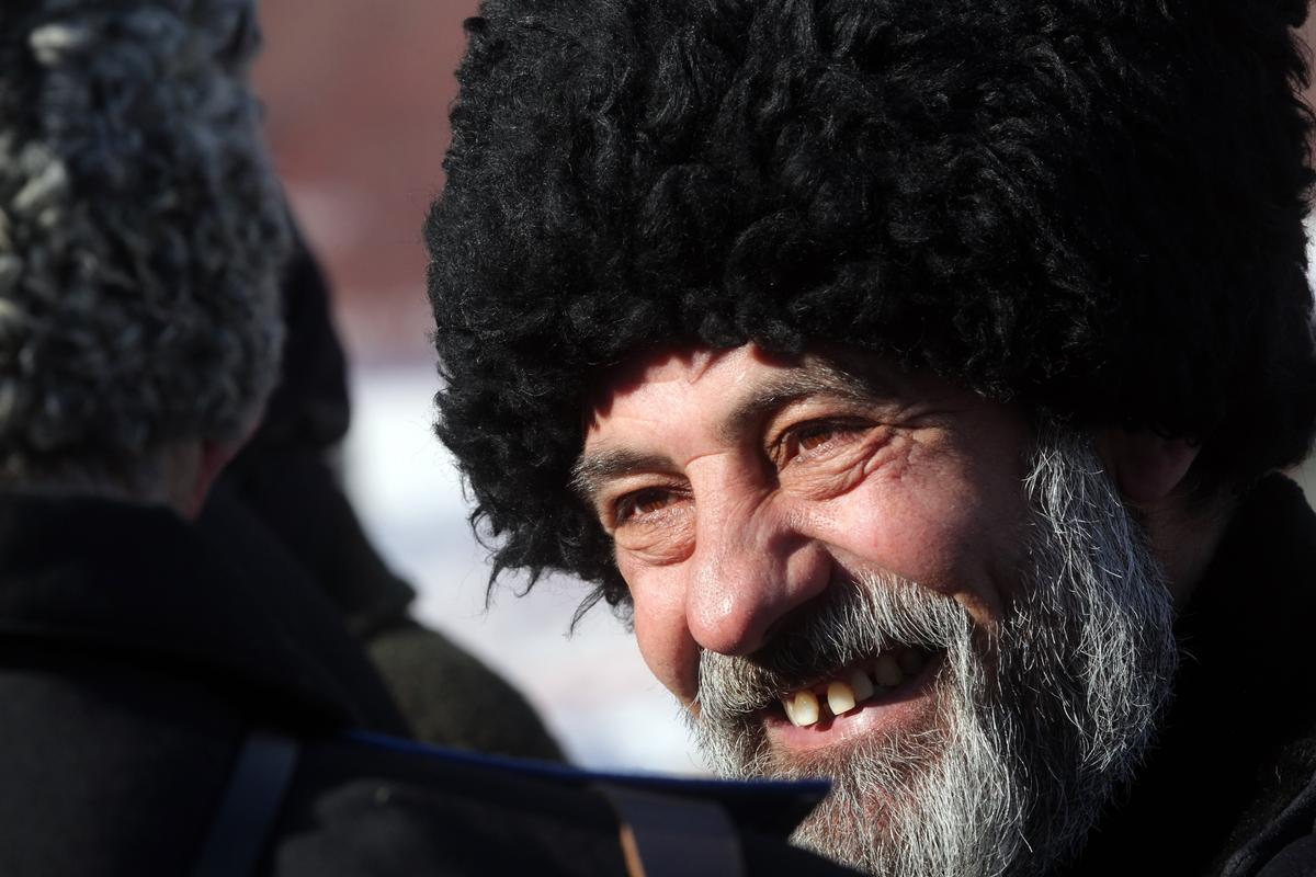 A Cossack man during celebrations for Maslenitsa, a Slavic holiday that dates back to pagan times marking the end of winter. Photo: EPA / ANATOLY MALTSEV